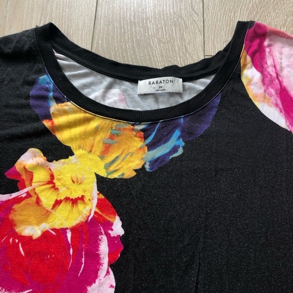 Aritzia Babaton Floral Print Top in Black Size XS - Picture 7 of 11